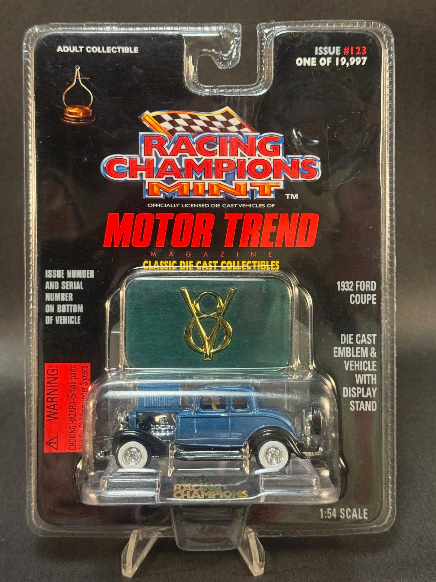 1997 Racing Champions MINT Motor Trend Issue #123 1932 Ford Coupe, Blue **Melted Blister