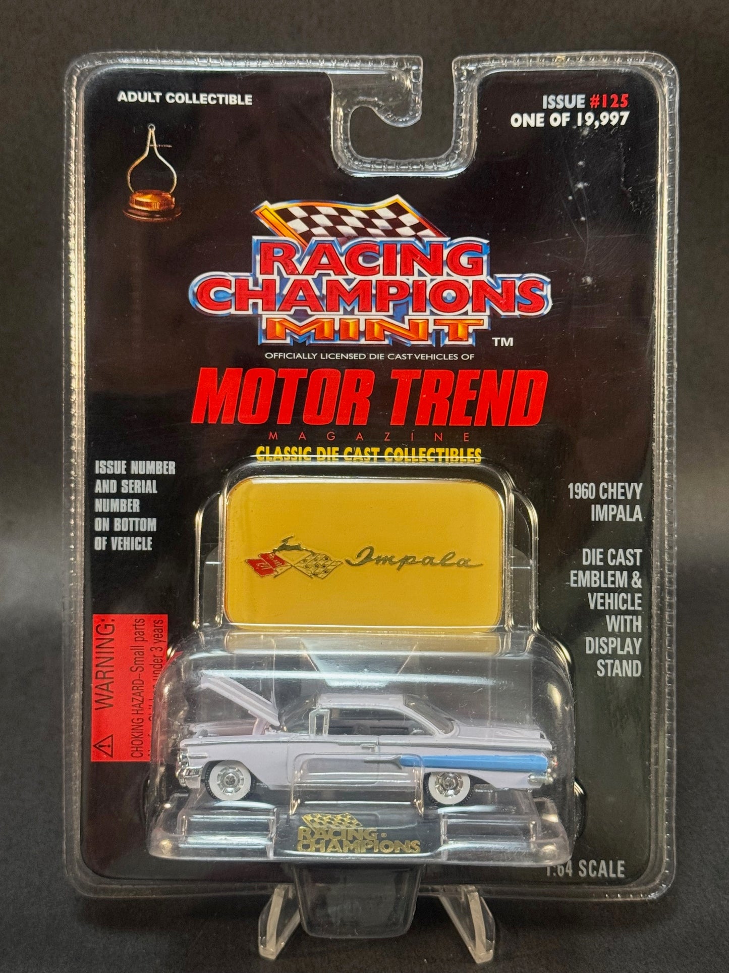 1997 Racing Champions MINT Motor Trend Issue #125 1960 Chevy Impala, White