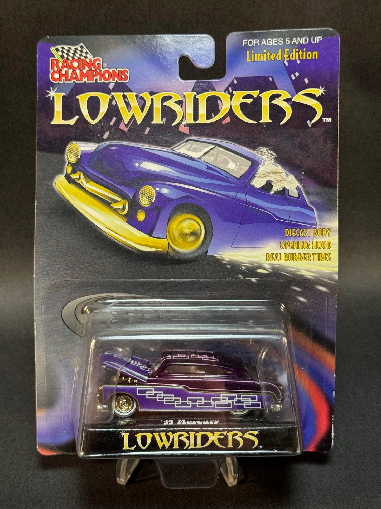 1999 Racing Champions Lowriders '49 Mercury, Purple **Damaged Card