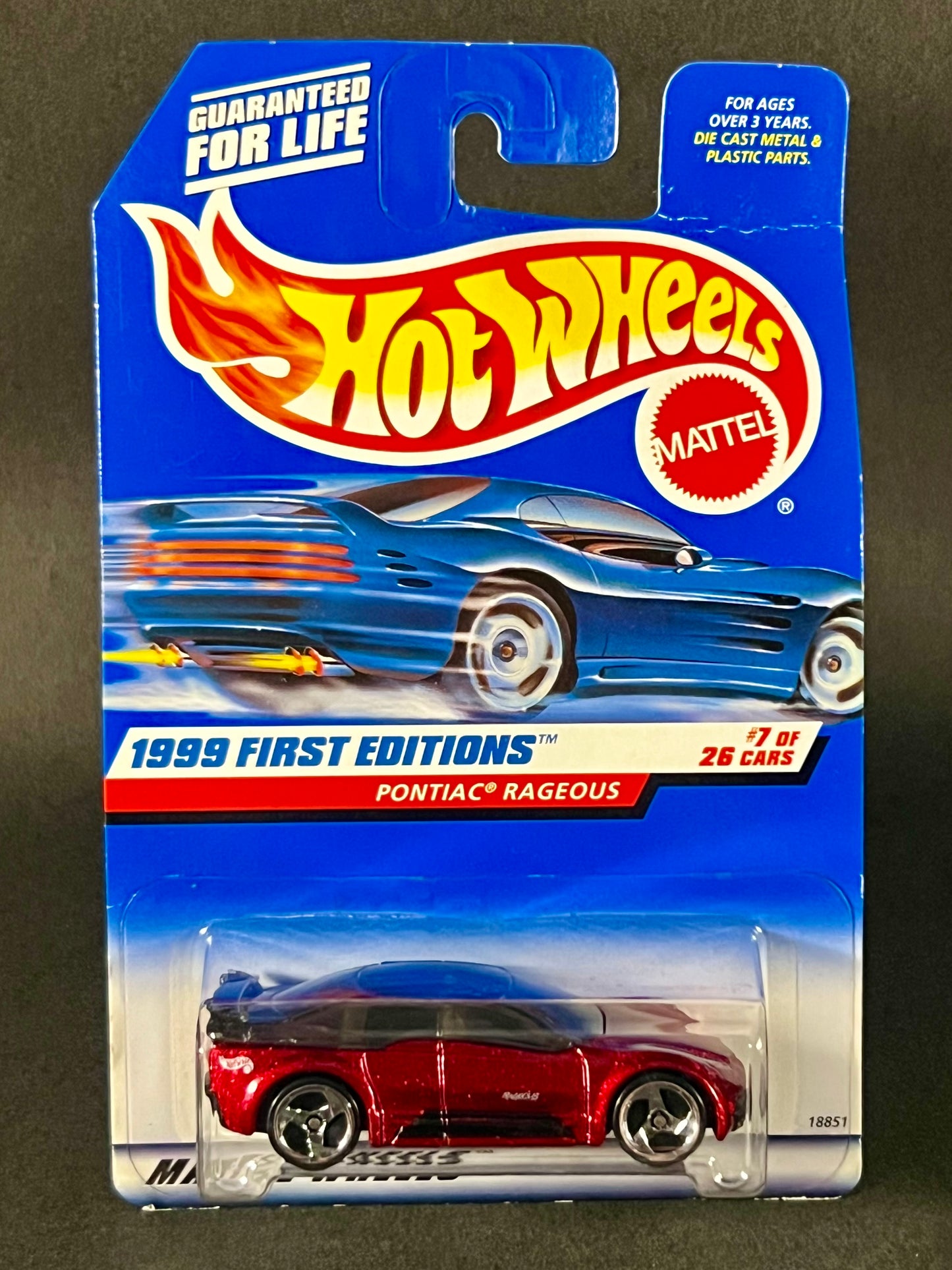 1998 Hot Wheels 1999 First Editions #7 Pontiac Rageous, Red