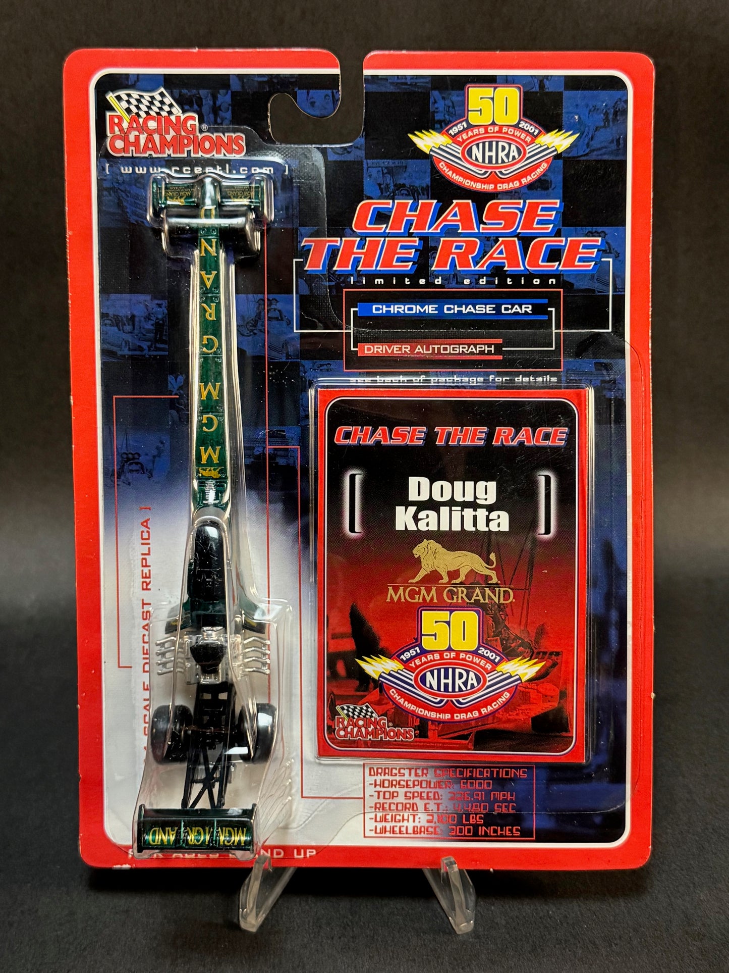 2000 Racing Champions NHRA 50th Chase The Race Doug Kalitta MGM Grand Dragster, Chrome