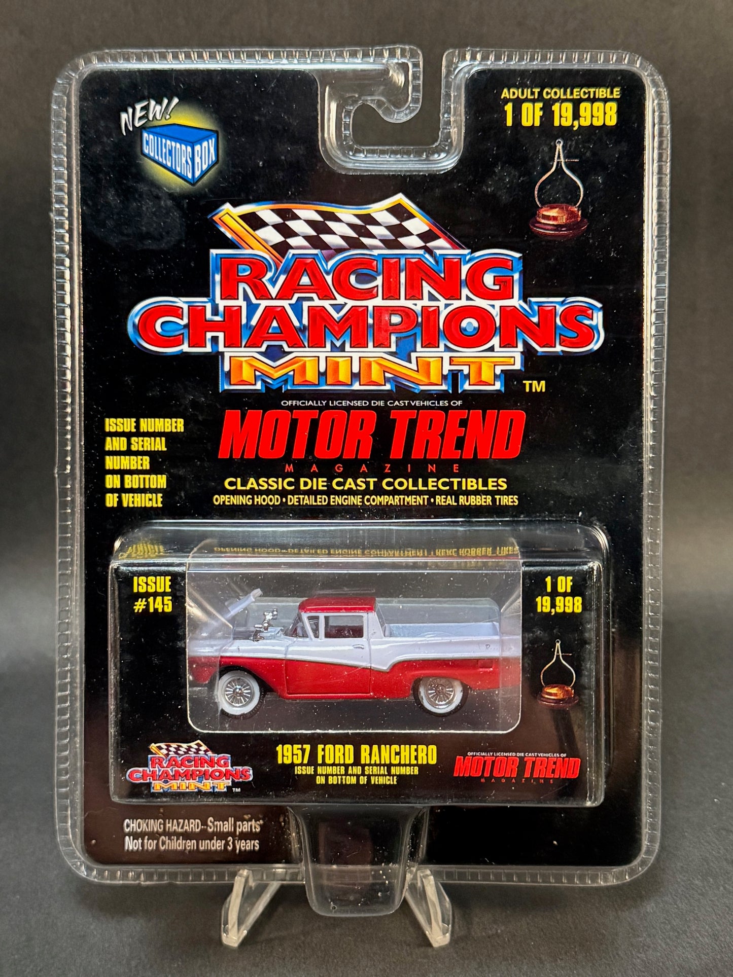 1998 Racing Champions MINT Motor Trend Issue #145 1957 Ford Ranchero, Red and White