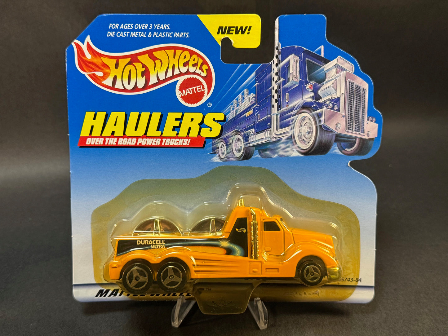 1999 Hot Wheels Haulers Duracell Ultra Power Truck, Yellow