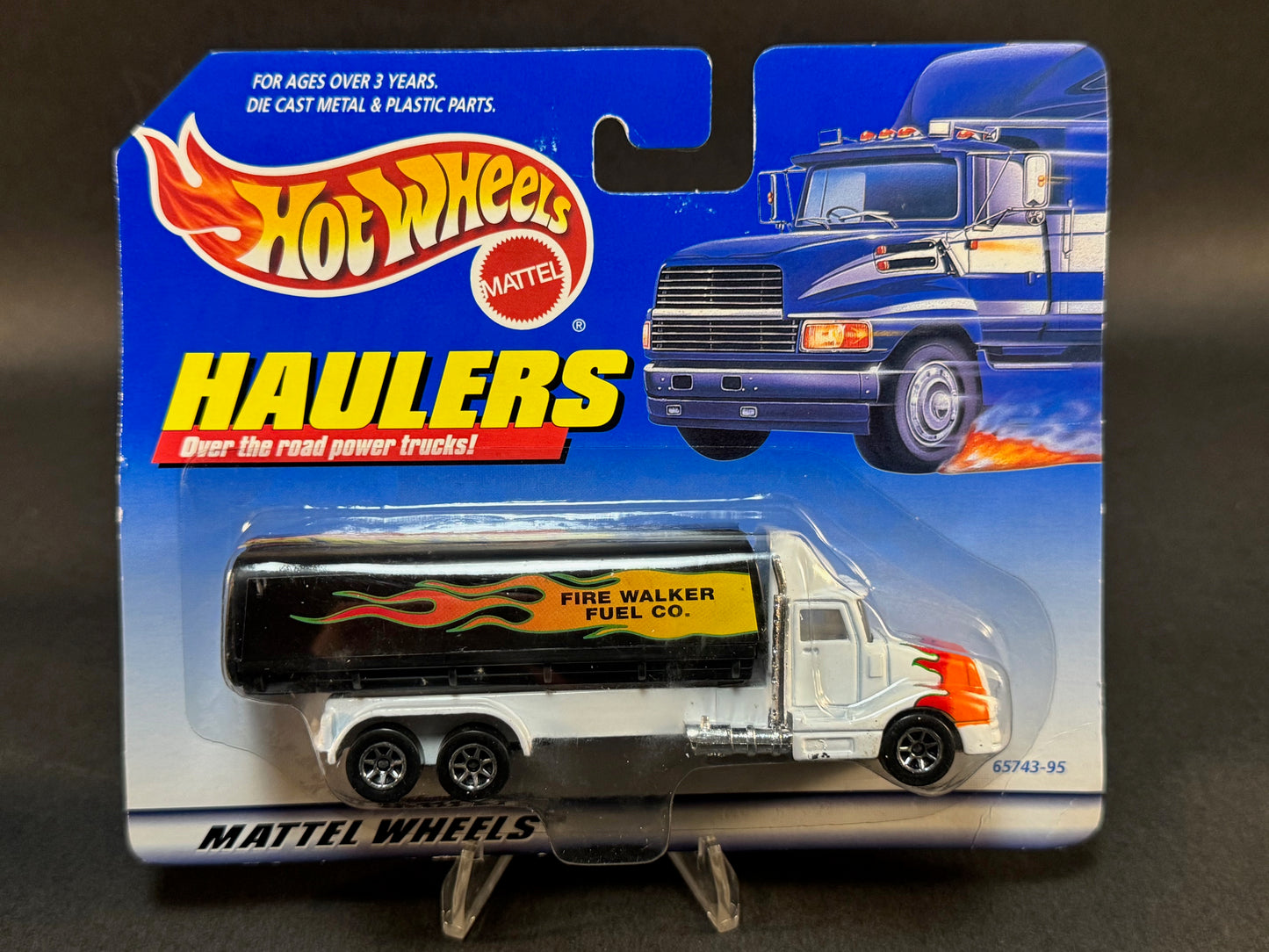 1998 Hot Wheels Haulers Fire Walker Fuel Co. Tanker Truck, White and Black