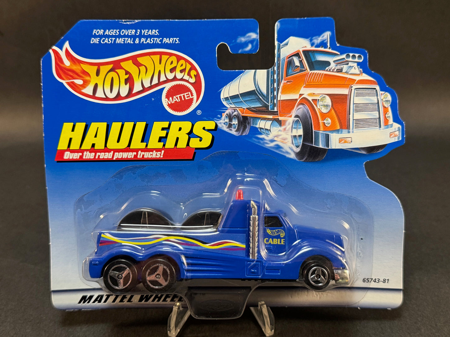 1998 Hot Wheels Haulers Cable Wire Truck, Blue