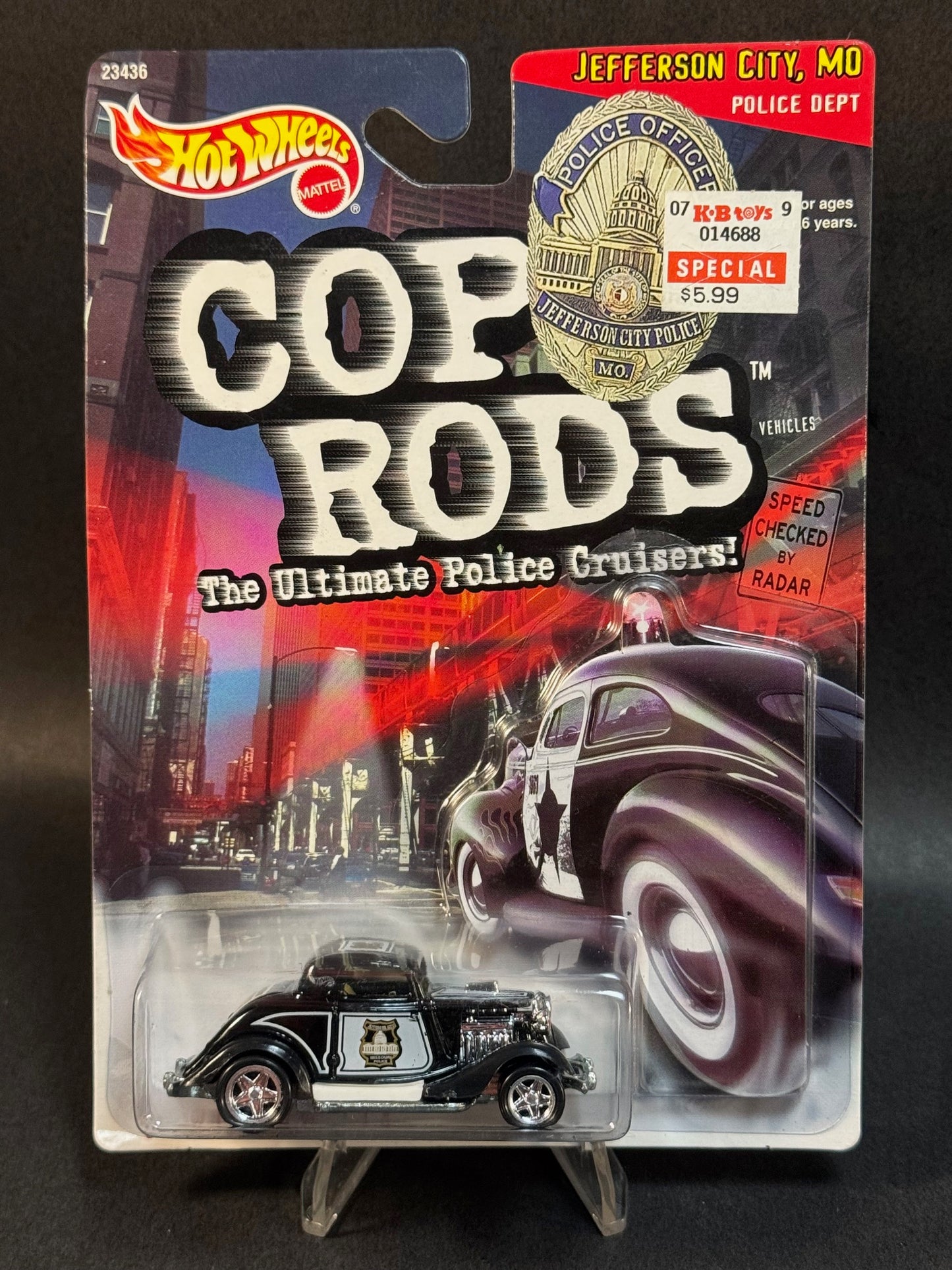 1999 Hot Wheels Cop Rods Jefferson City Montana Police 3-Window '34