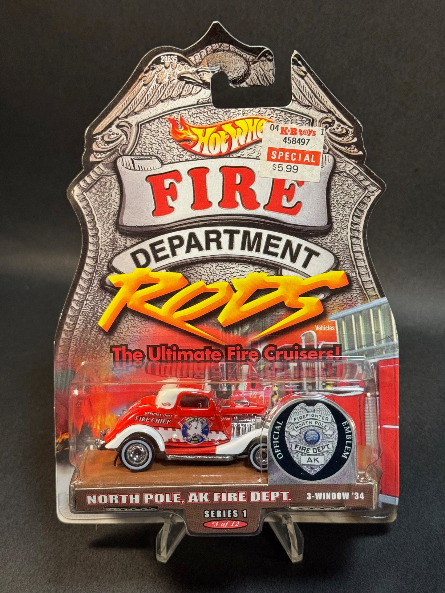 2000 Hot Wheels Fire Rods North Pole, AK Fire Department 3-Window '34