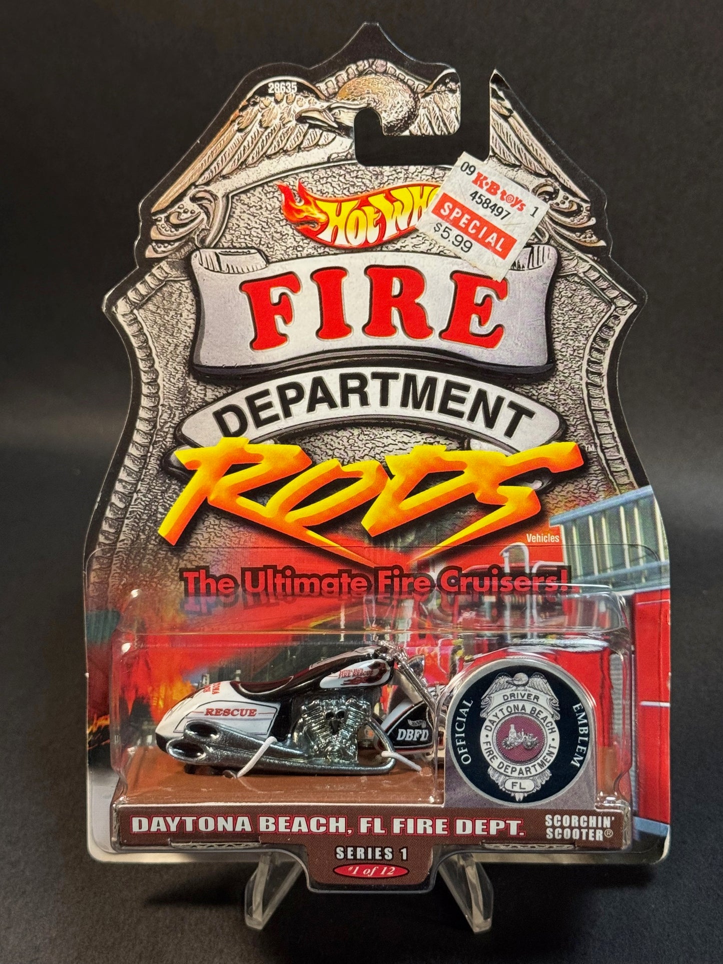 2000 Hot Wheels Fire Rods Daytona Beach, Florida Fire Department Scorchin' Scooter