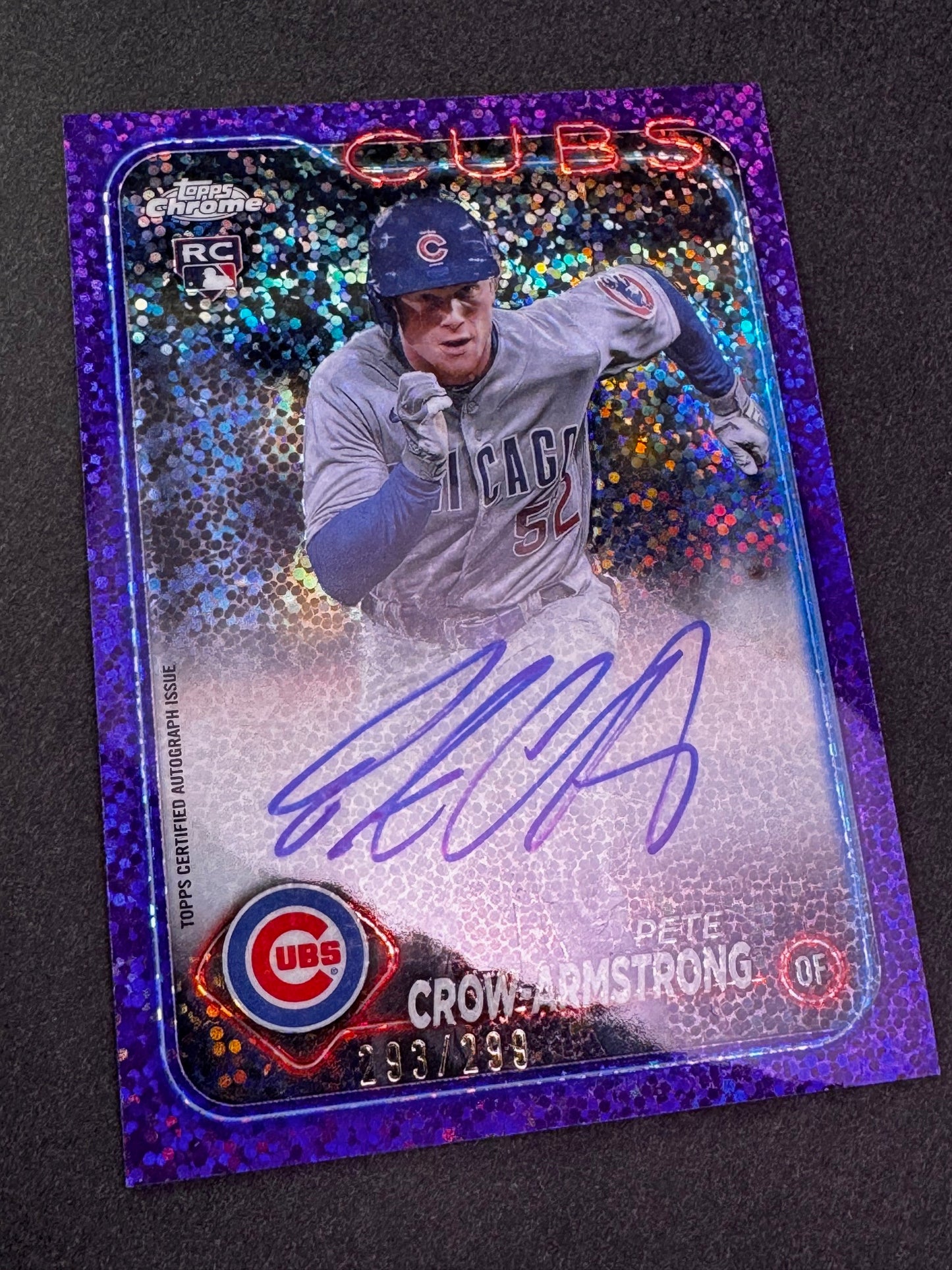 2024 Topps Chrome RC Purple Speckle /299 Pete Crow-Armstrong Autograph Chicago Cubs