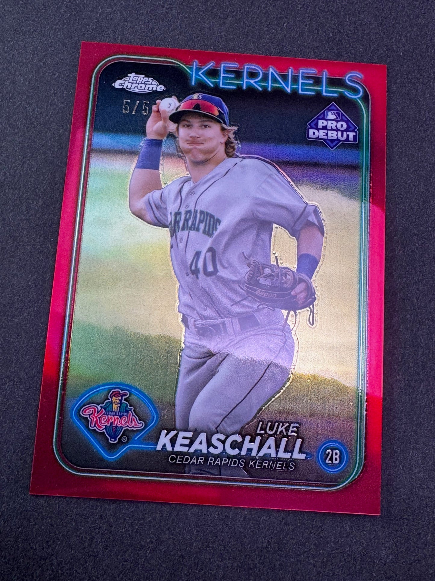 2024 Topps Pro Debut Chrome True Red /5 Luke Keaschall Cedar Rapids Kernels TWINS