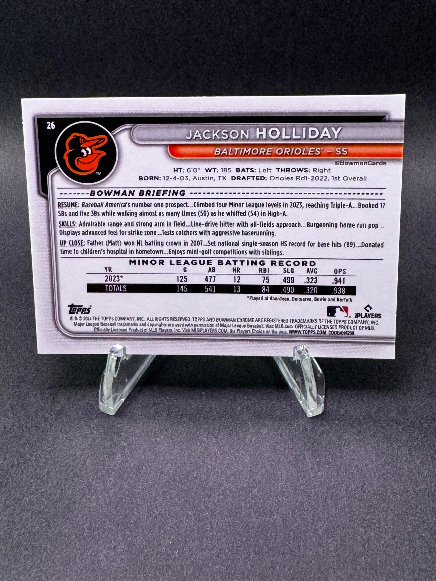 2024 Bowman Chrome Rookie RC Blue Mojo /150 Jackson Holliday