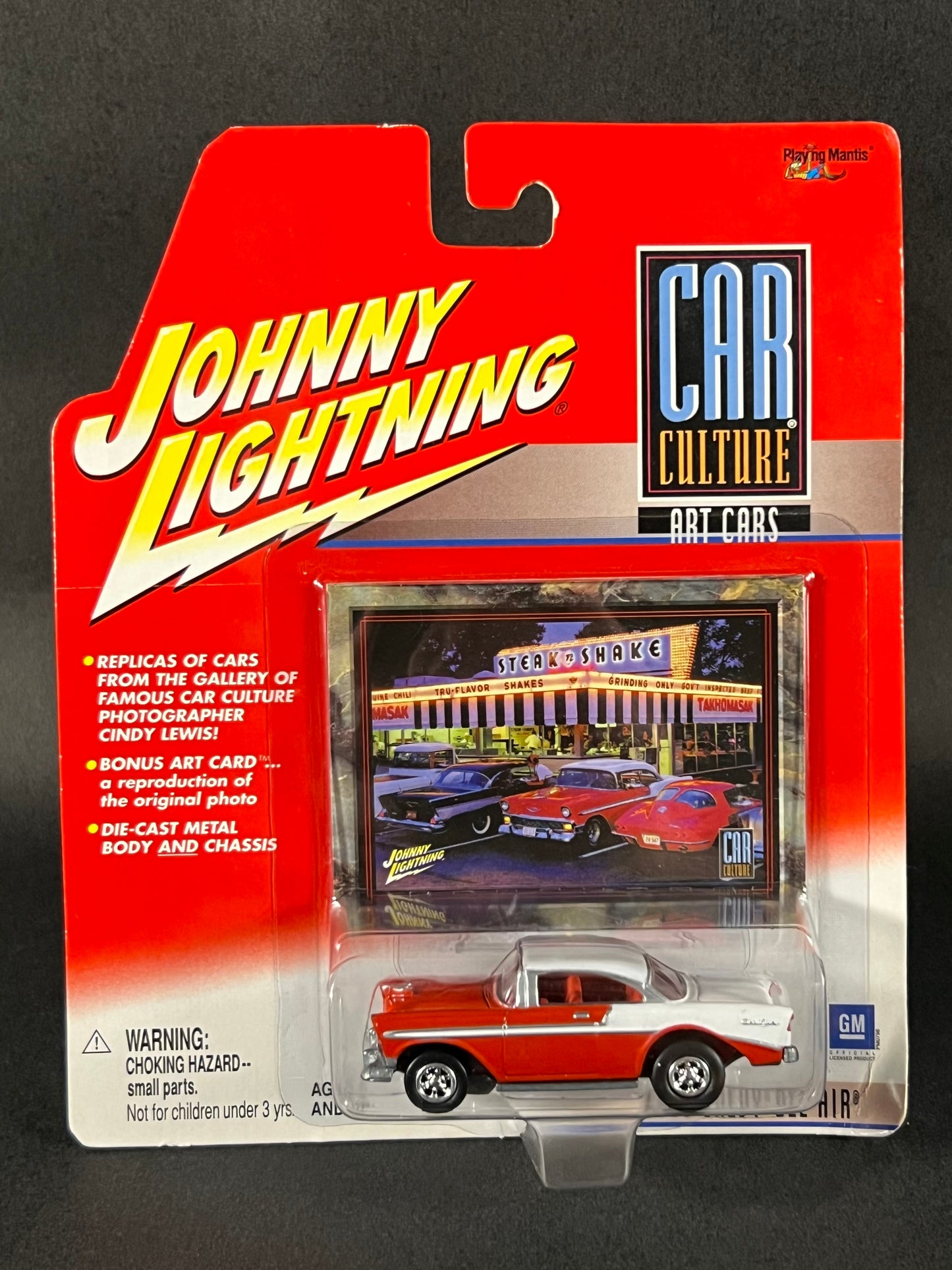 2001 Johnny Lightning Car Culture Art Cars 1956 Chevy Bel Air, Red and White