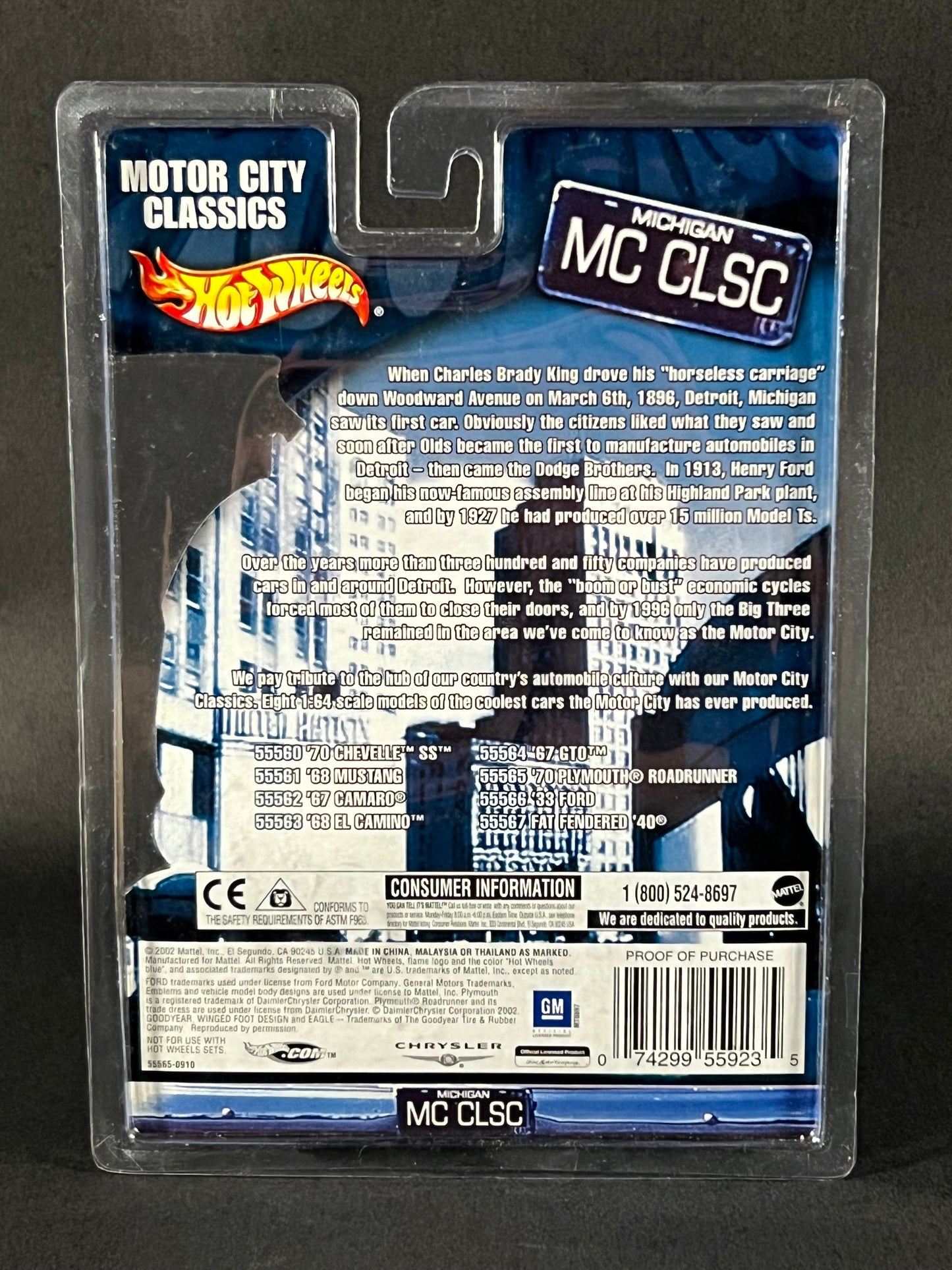 2002 Hot Wheels Motor City Classics '70 Plymouth Roadrunner, Silver and Black