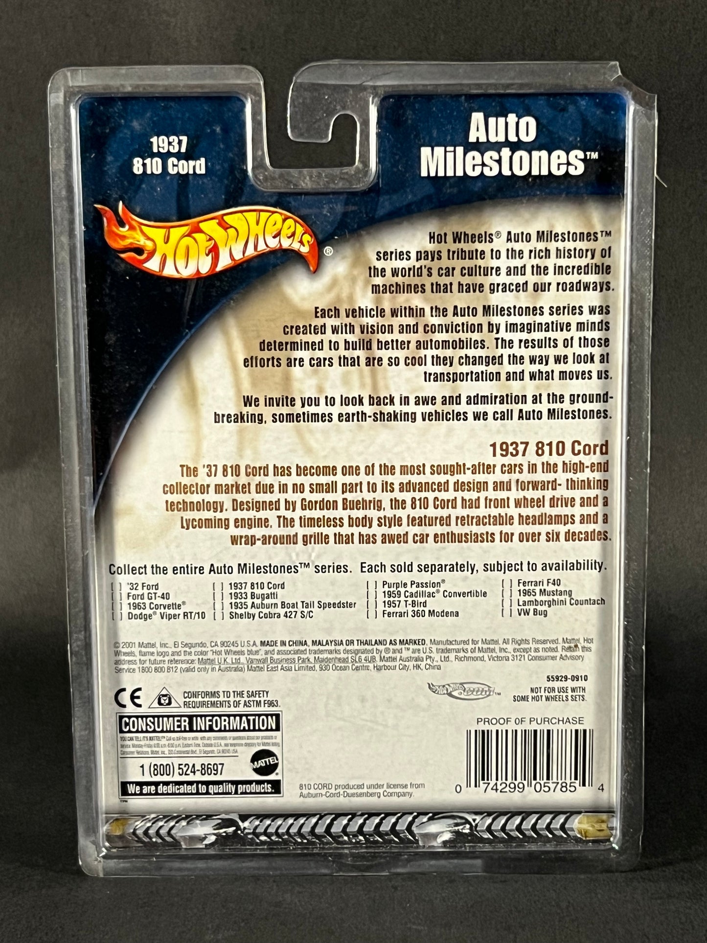 2001 Hot Wheels Auto Milestones 1937 810 Cord, Red