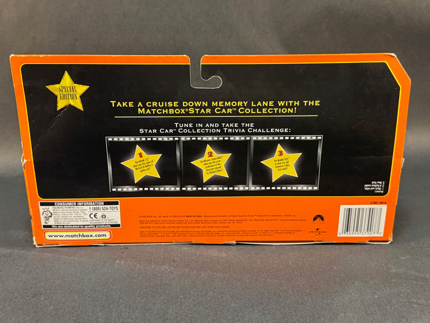 1998 Matchbox Star Car Special Edition TV Crime Stoppers Collection 3 Car Set