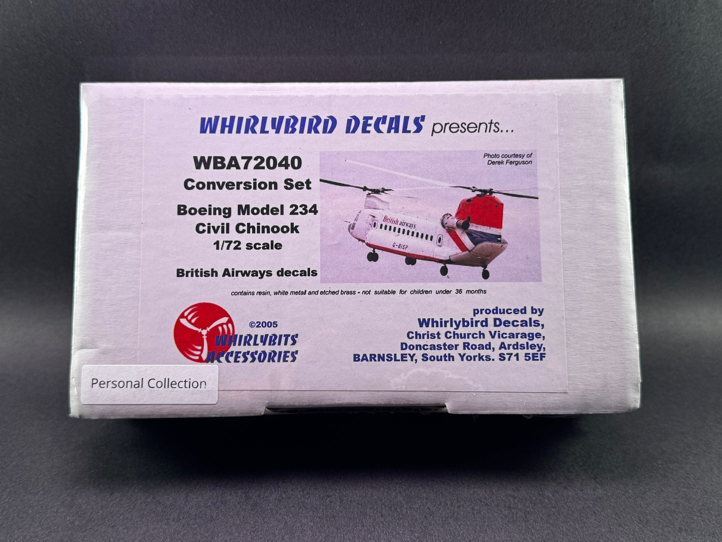 2005 Whirlybird Conversion Set WBA72040 1:72 Boeing Model 234 Civil Chinook
