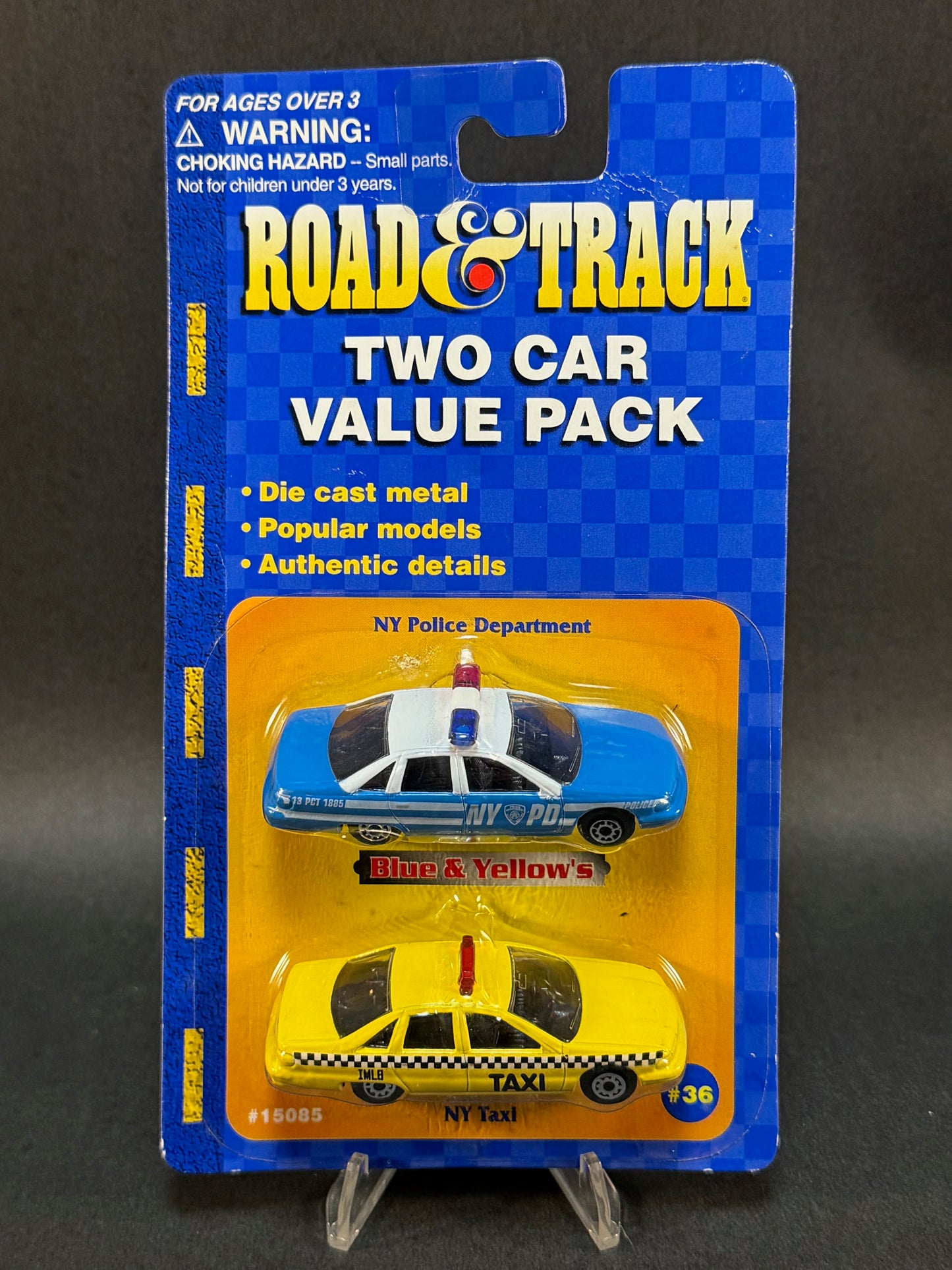 1998 Maisto Road & Track #36 Blue & Yellows Two Car Value Pack