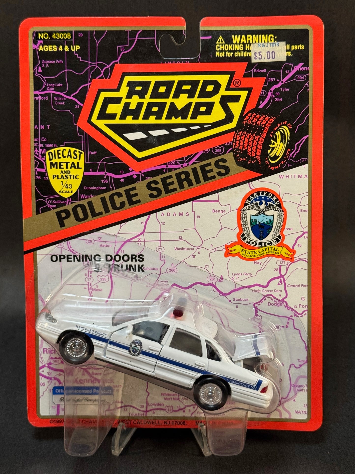 1997 Road Champs State Capital Police Car Series Hartford Connecticut Police, White