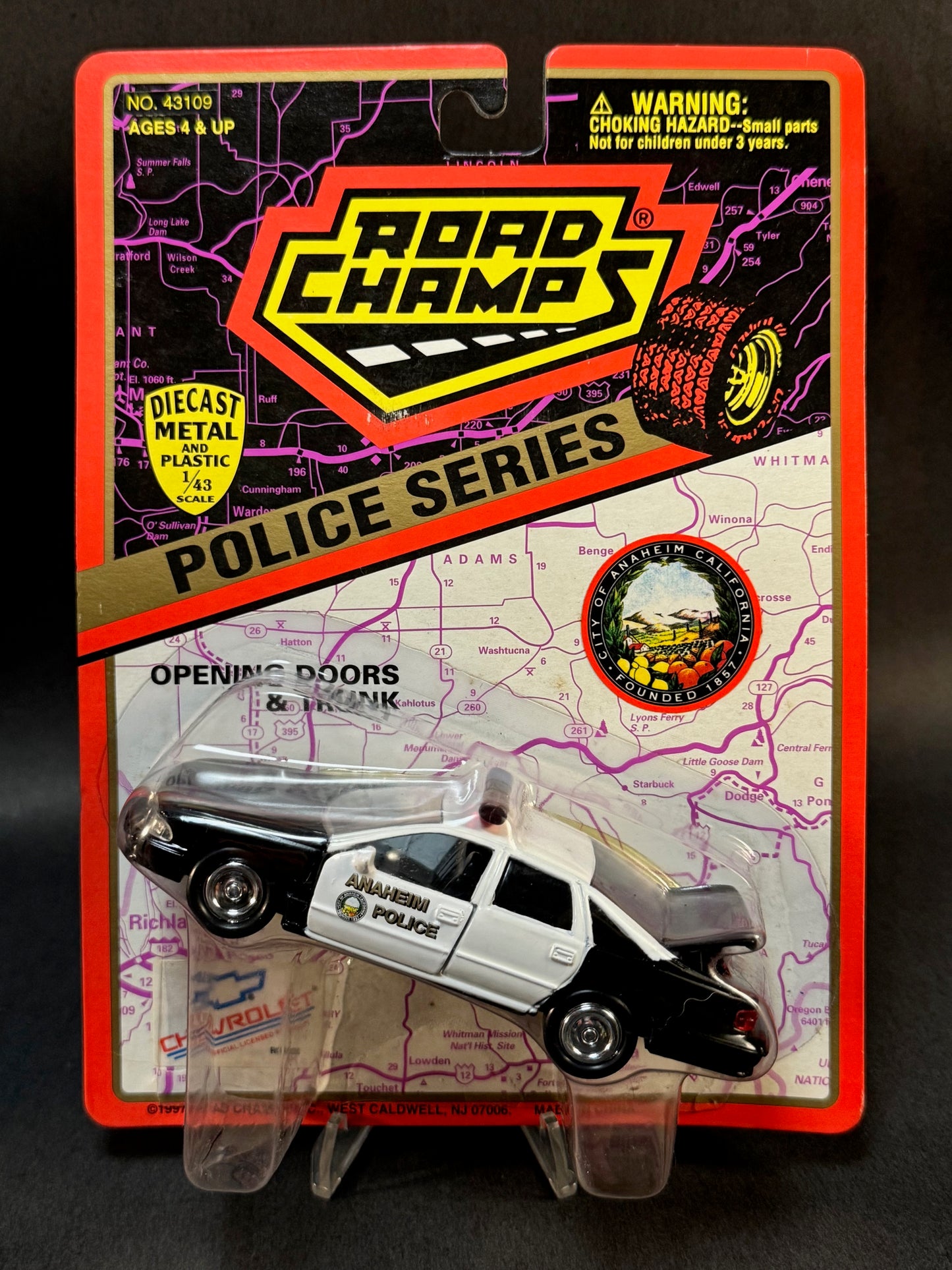 1997 Road Champs Police Car Series City of Anaheim California Police, Black and White