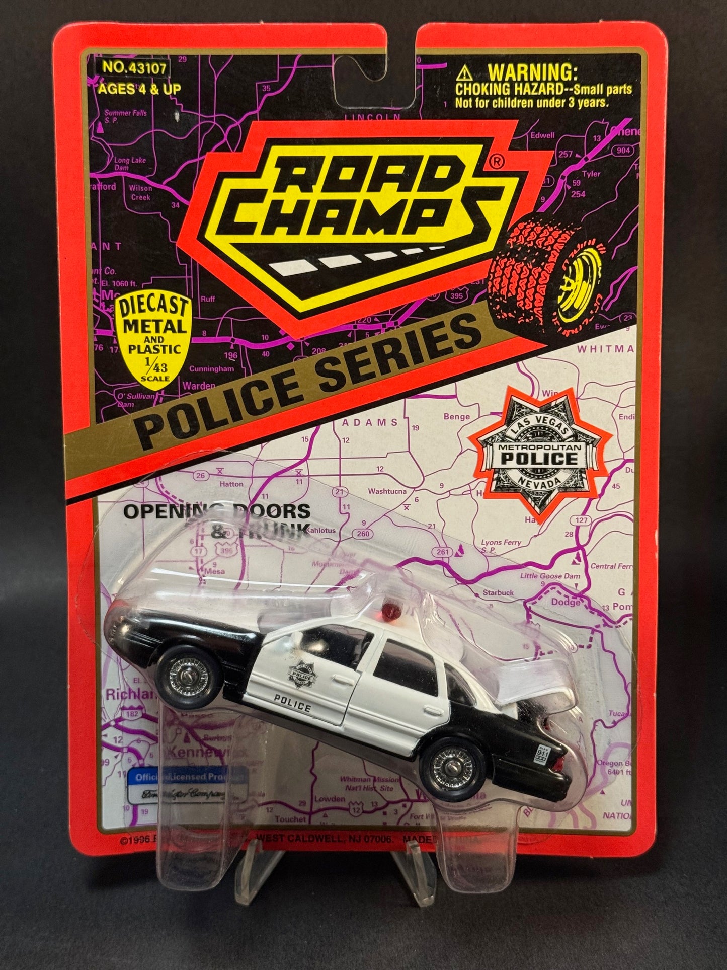 1996 Road Champs Police Car Collector's Series Las Vegas Metropolitan Police, Black and White