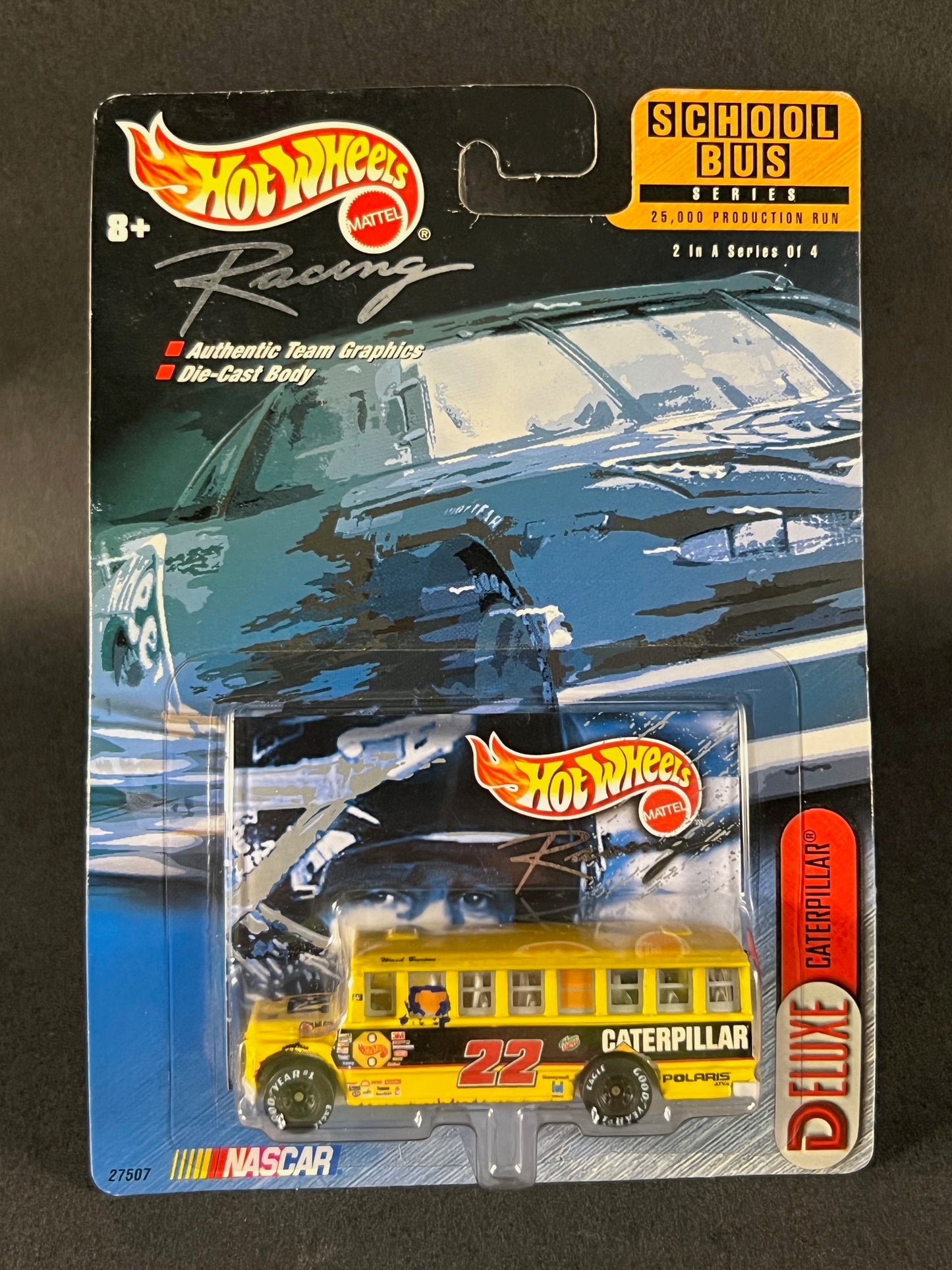 1999 Hot Wheels Racing NASCAR School Bus Series #2 Caterpillar, Yellow