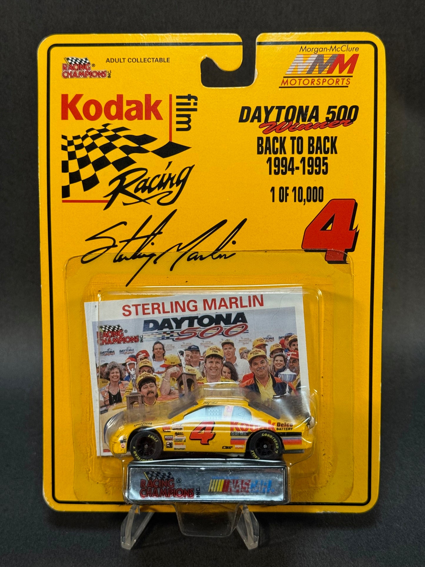 1995 Racing Champions NASCAR Daytona 500 Kodak Film Racing #4 Sterling Marlin, Yellow