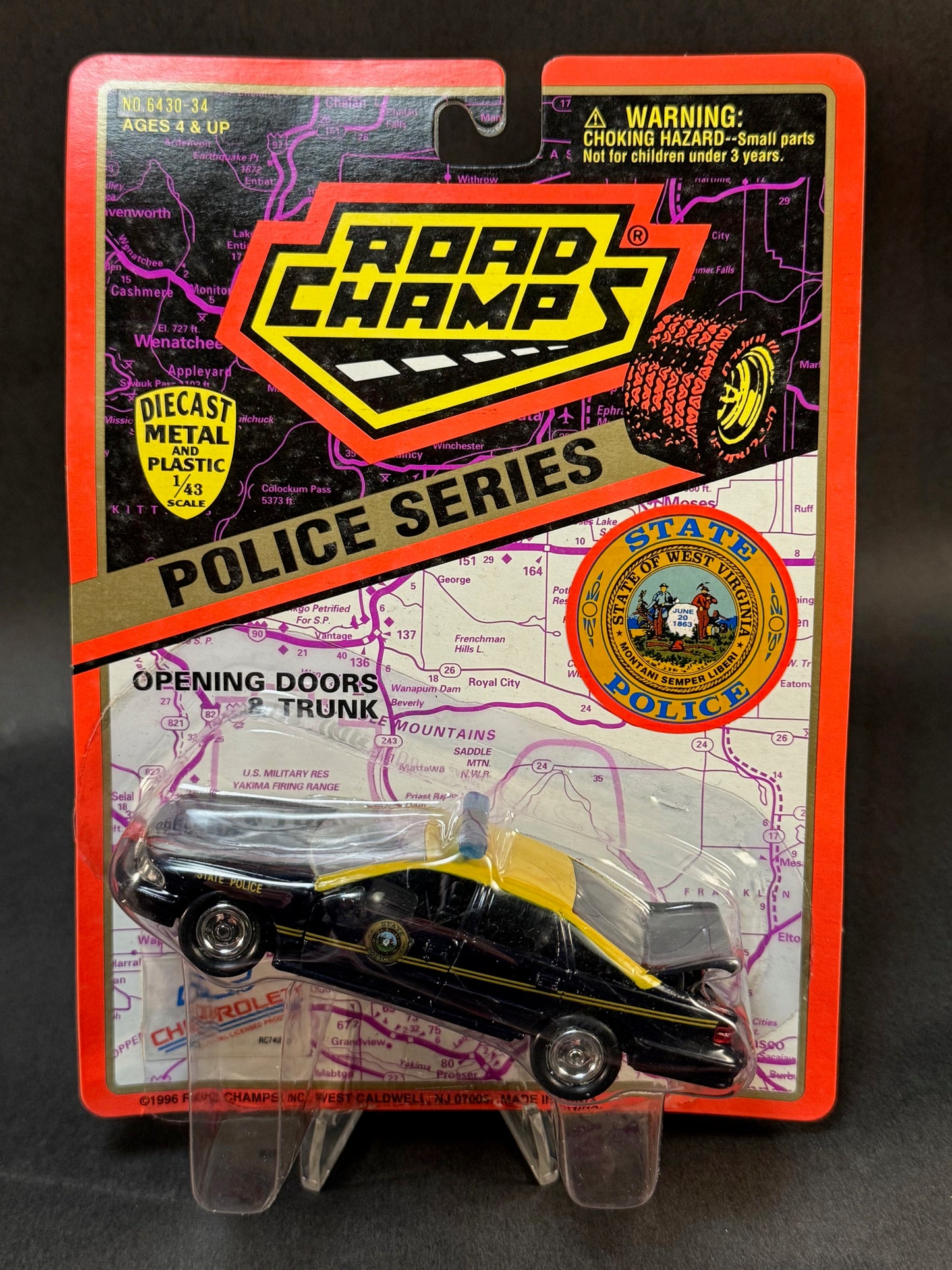 1996 Road Champs State Police Collector's Series West Virginia State Police, Black and Yellow