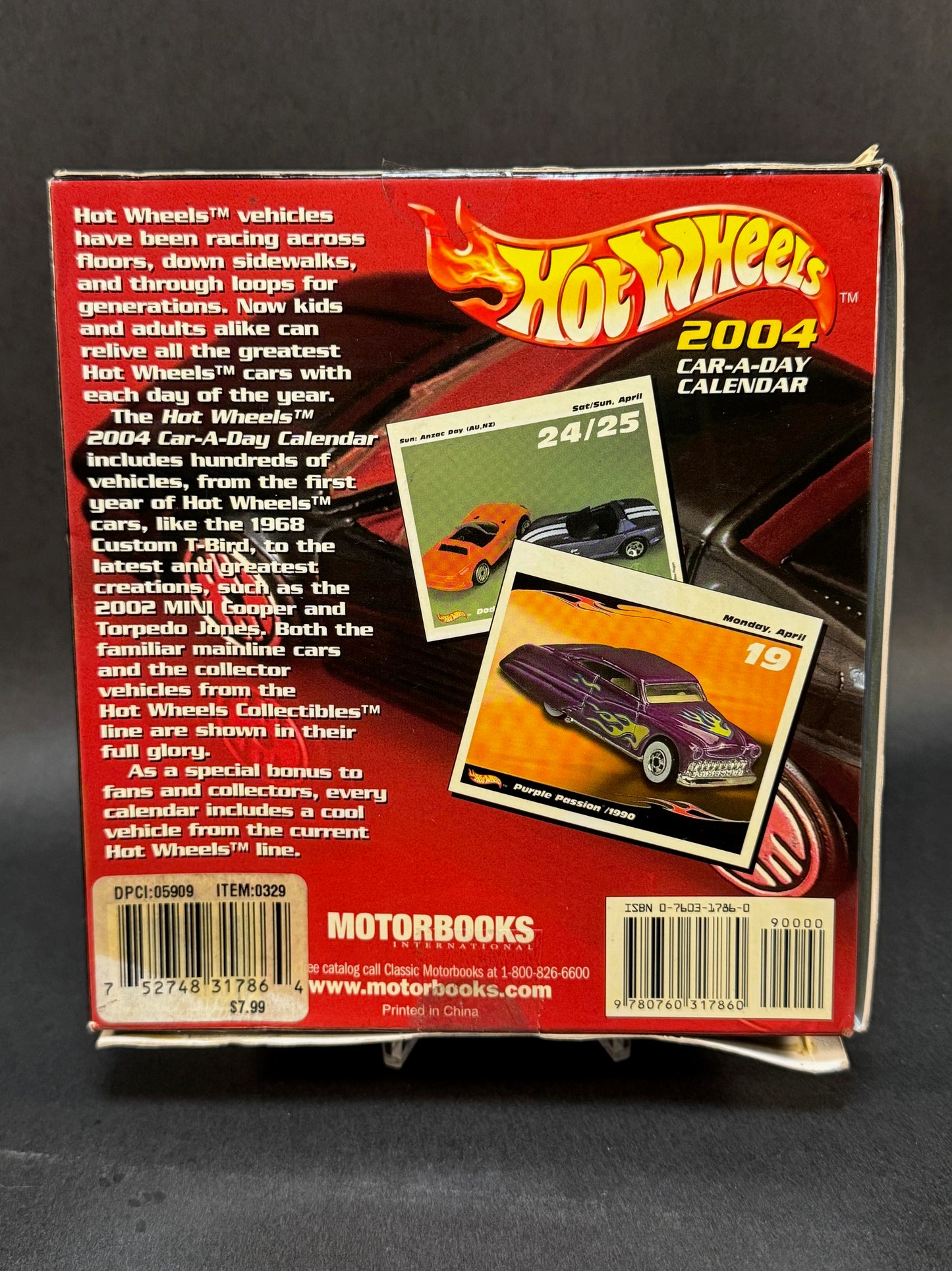 2004 Hot Wheels Car-A-Day Calendar with 1967 Pontiac GTO, Purple