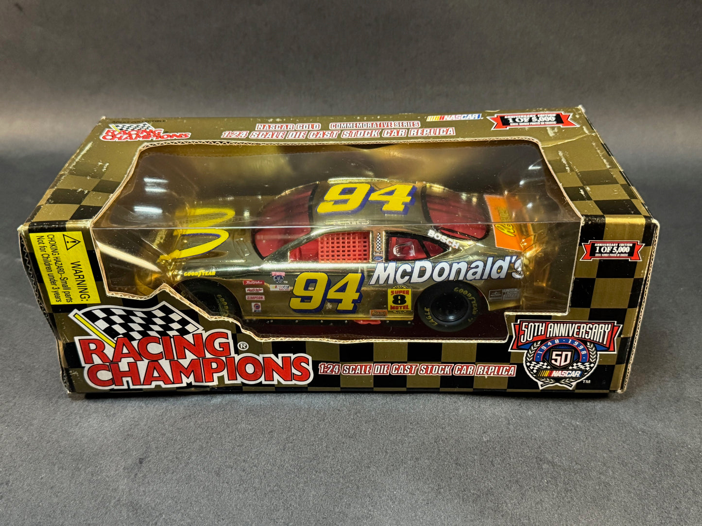 1998 Racing Champions 1:24 Scale NASCAR Gold McDonald's Bill Elliott #94