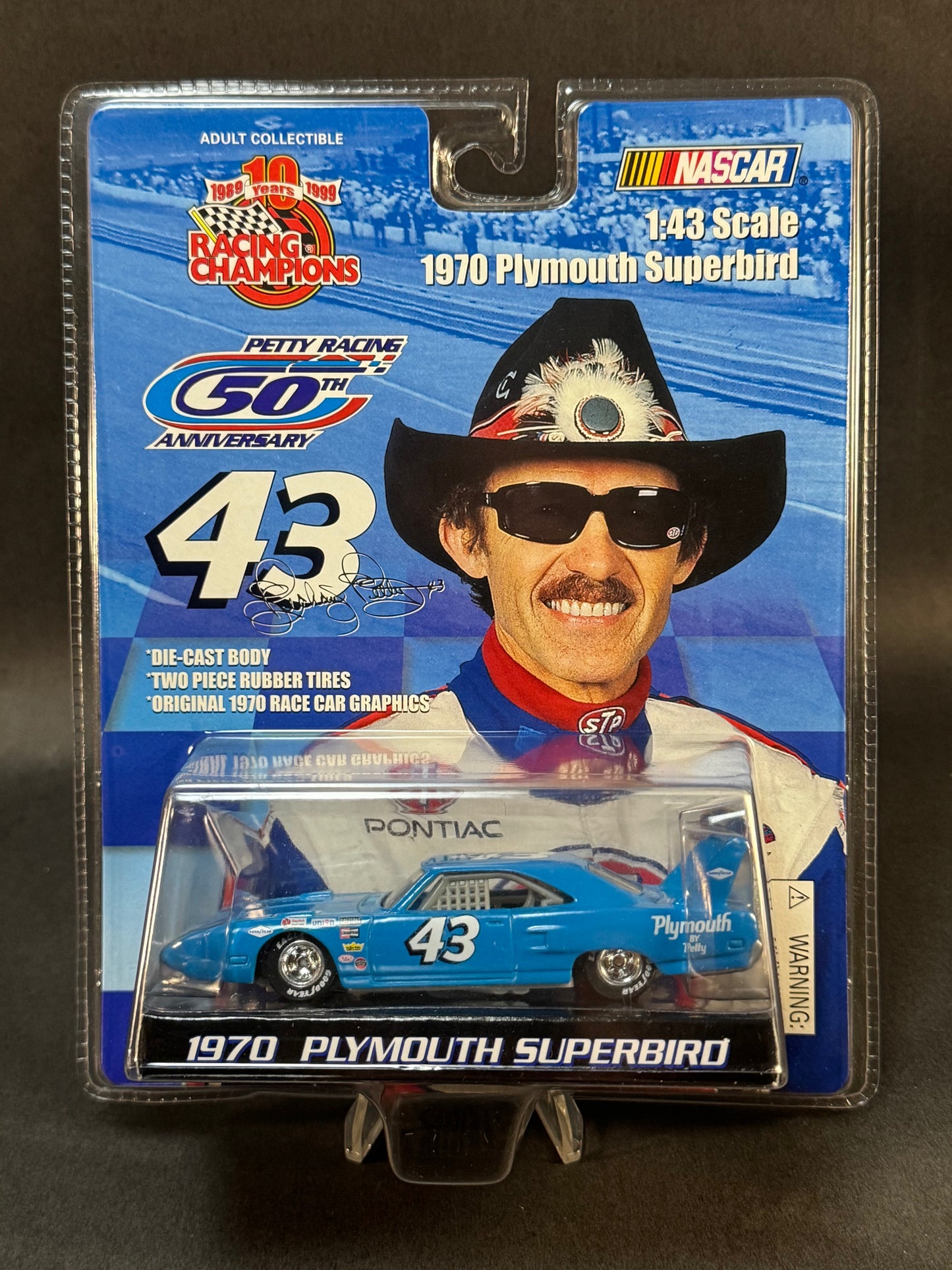 1999 Racing Champions 1:43 NASCAR Petty Racing 1970 Plymouth Superbird #43, Blue