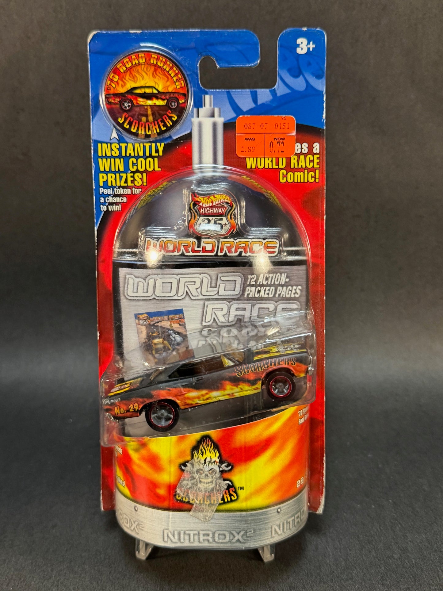2002 Hot Wheels Highway 35 World Race Scorchers #29 '70 Plymouth Road Runner, Black