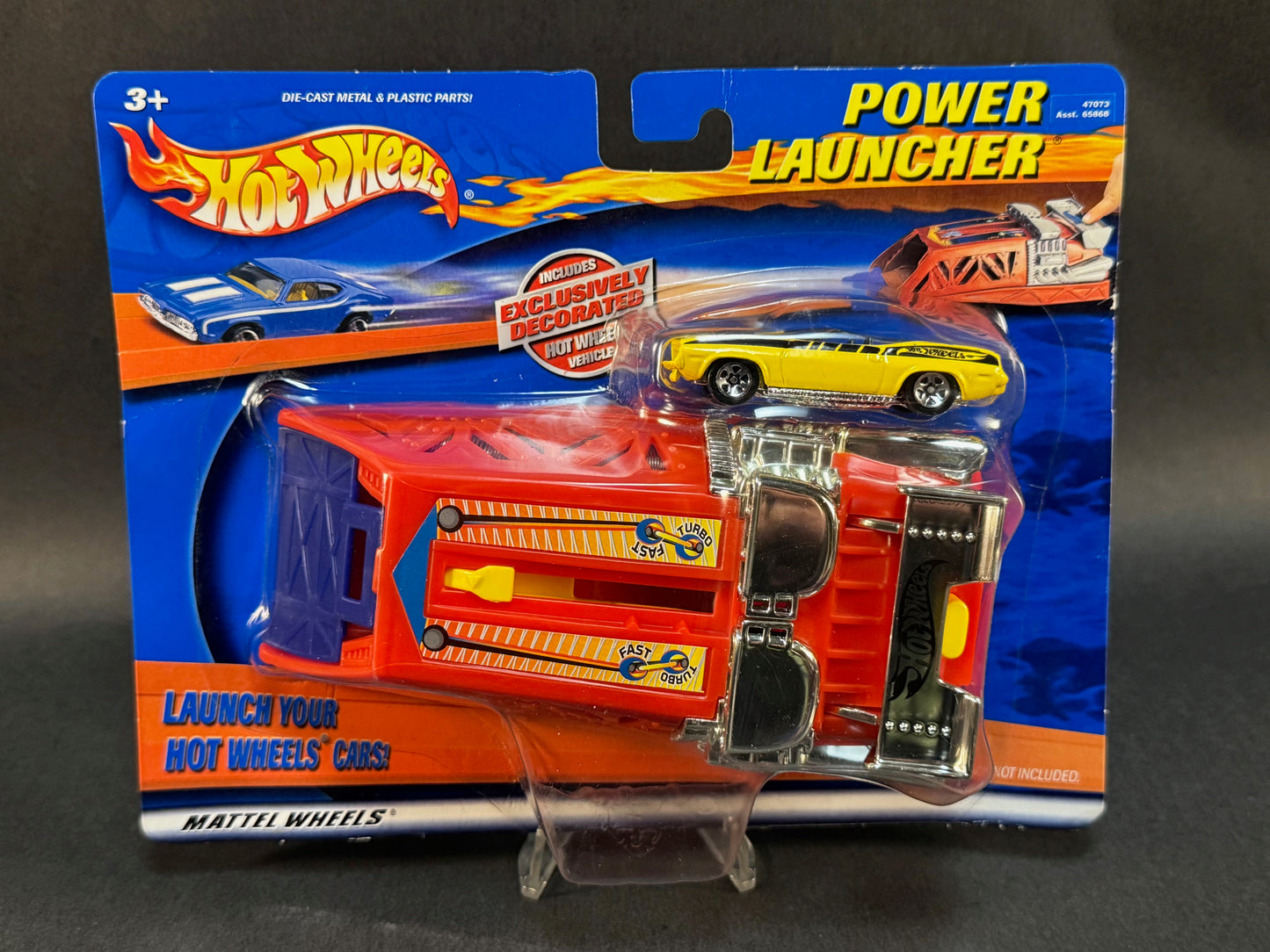 2001 Hot Wheels Power Launcher with Yellow '70 Plymouth Barracuda