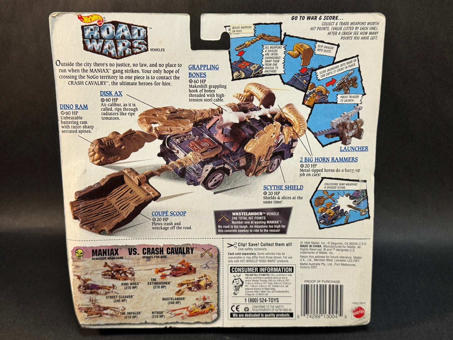 1994 Hot Wheels Road Wars Wastelander Crash Cavalry Vehicle and Battle Launcher