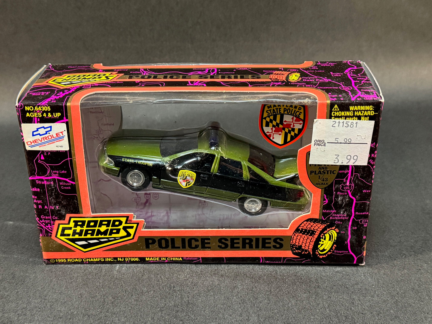 1995 Road Champs Police Series Boxed Maryland State Police, Green and Black