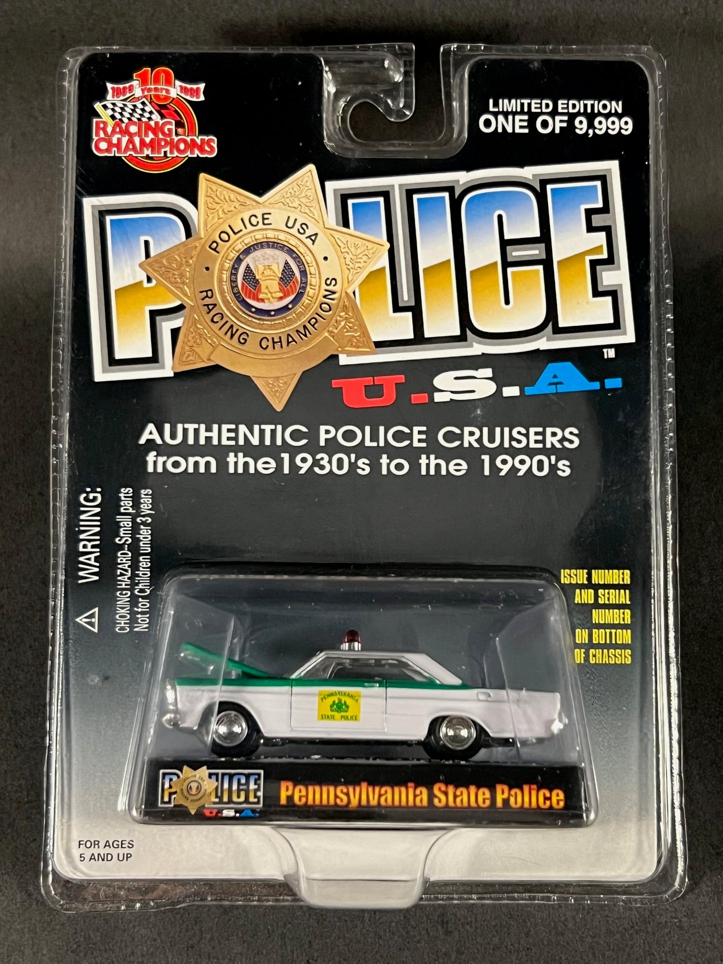 1999 Racing Champions Police USA #107 Pennsylvania State Police, White and Green