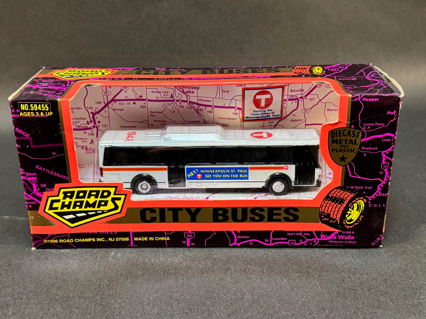 1996 Road Champs City Buses Series Boxed Twin Cities Minneapolis St. Paul T, White