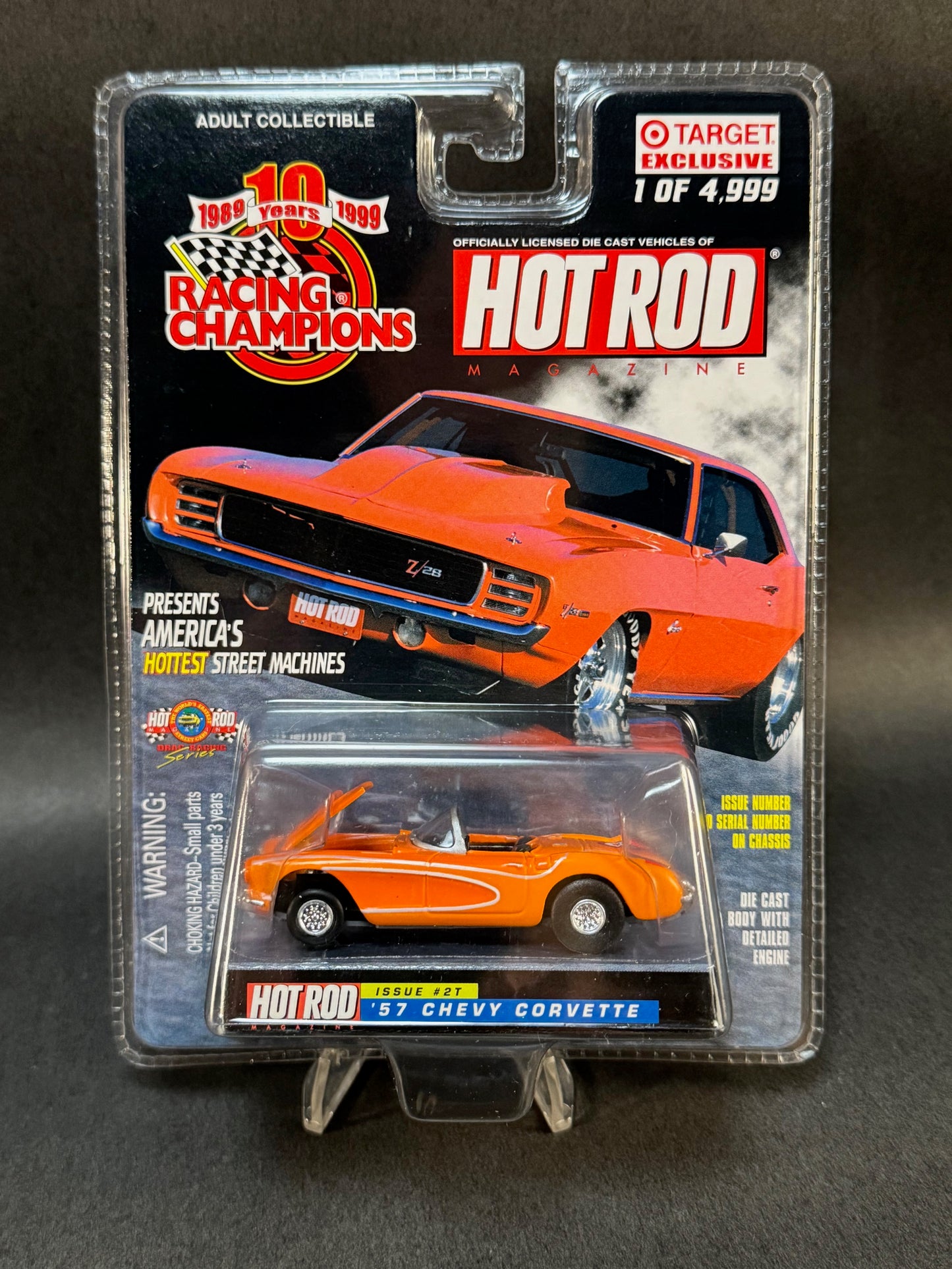 1999 Racing Champions Hot Rod Magazine #2T '57 Chevy Corvette, Orange