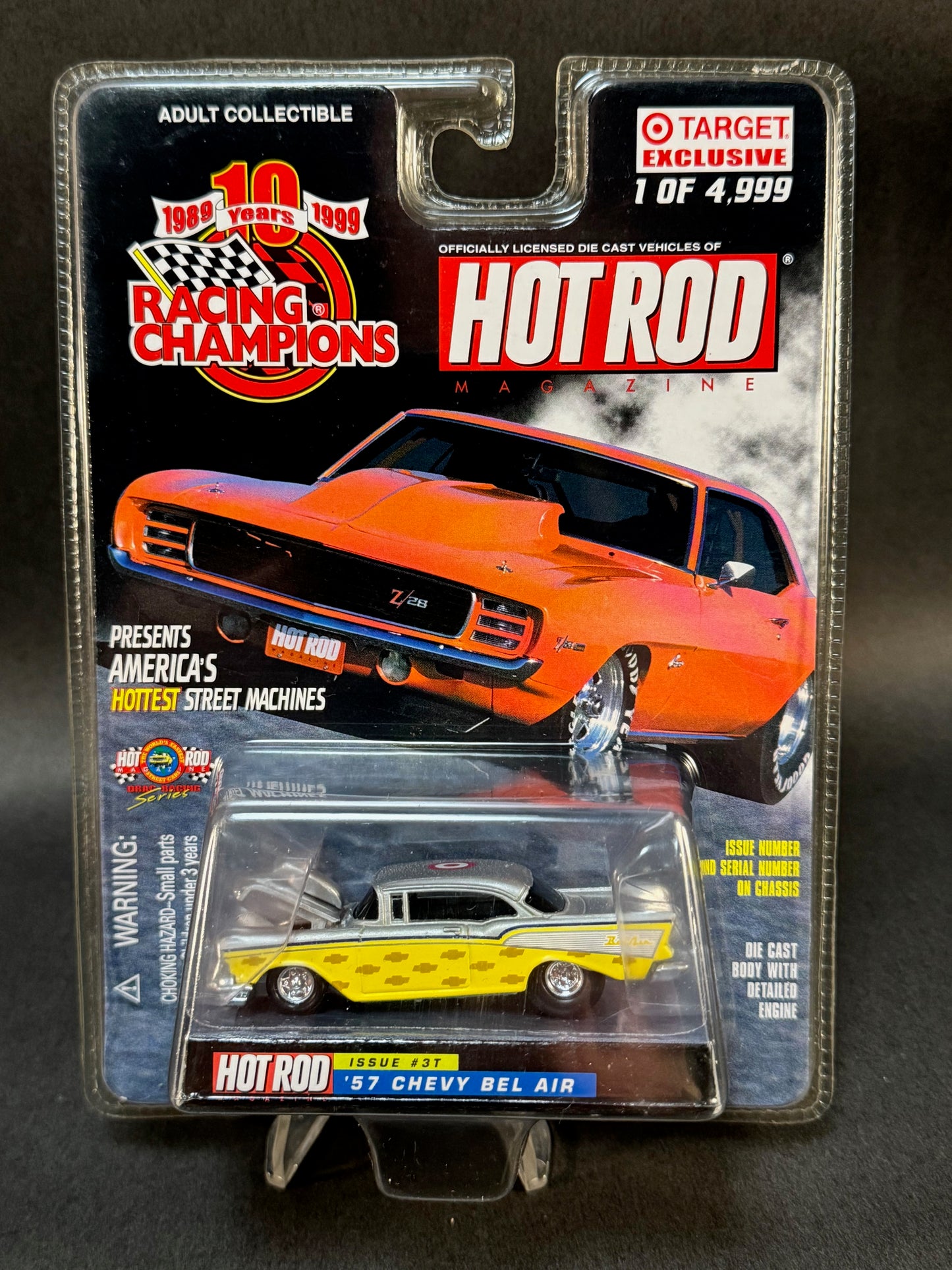1999 Racing Champions Hot Rod Magazine #3T '57 Chevy Bel Air, Silver and Yellow