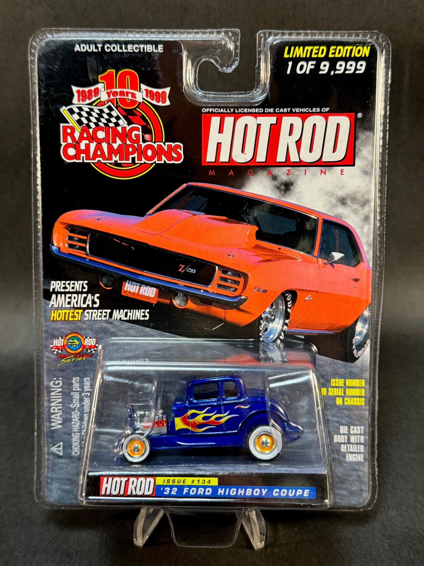 1999 Racing Champions Hot Rod Magazine Issue #134 '32 Ford Highboy Coupe, Blue