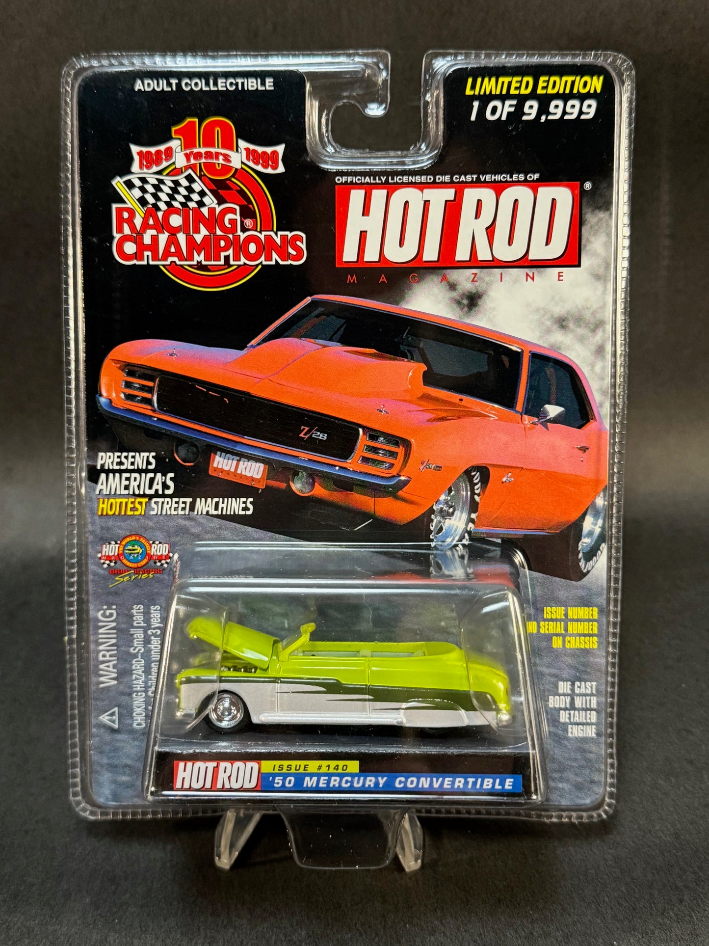 1999 Racing Champions Hot Rod Magazine Issue #140 '50 Mercury Convertible, Green and White