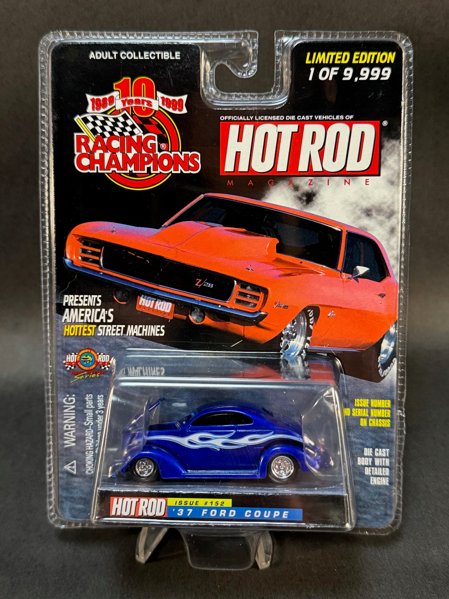 1999 Racing Champions Hot Rod Magazine Issue #152 '37 Ford Coupe, Blue