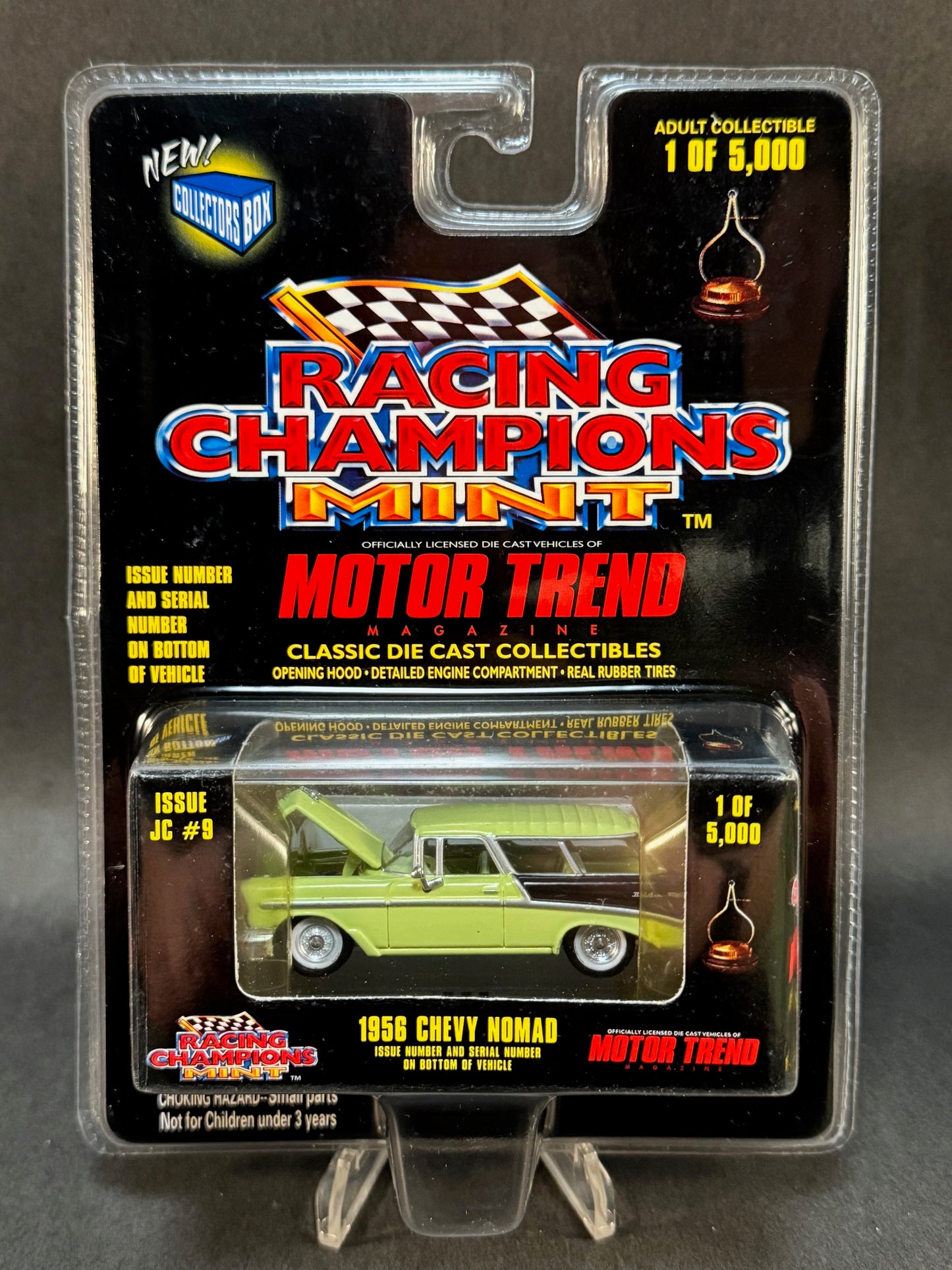 1998 Racing Champions MINT Motor Trend Issue JC #9 1956 Chevy Nomad, Yellow and Black