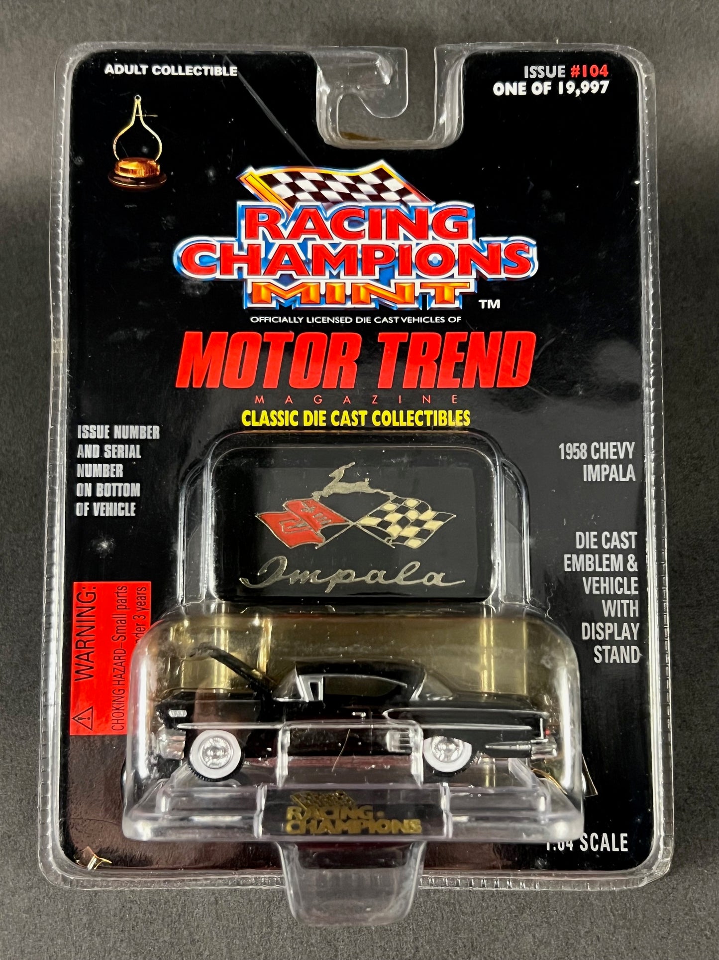1997 Racing Champions MINT Motor Trend #104 1958 Chevy Impala, Black
