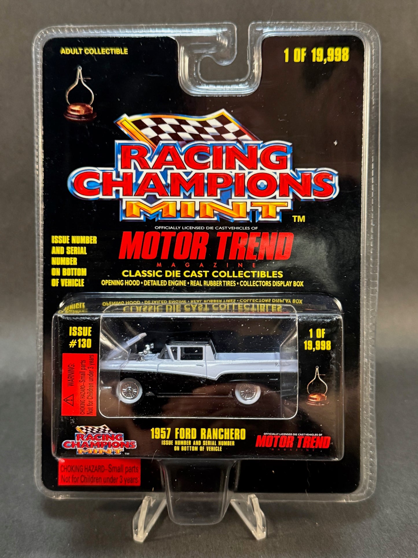 1998 Racing Champions MINT Motor Trend Issue #130 1957 Ford Ranchero, Black and White