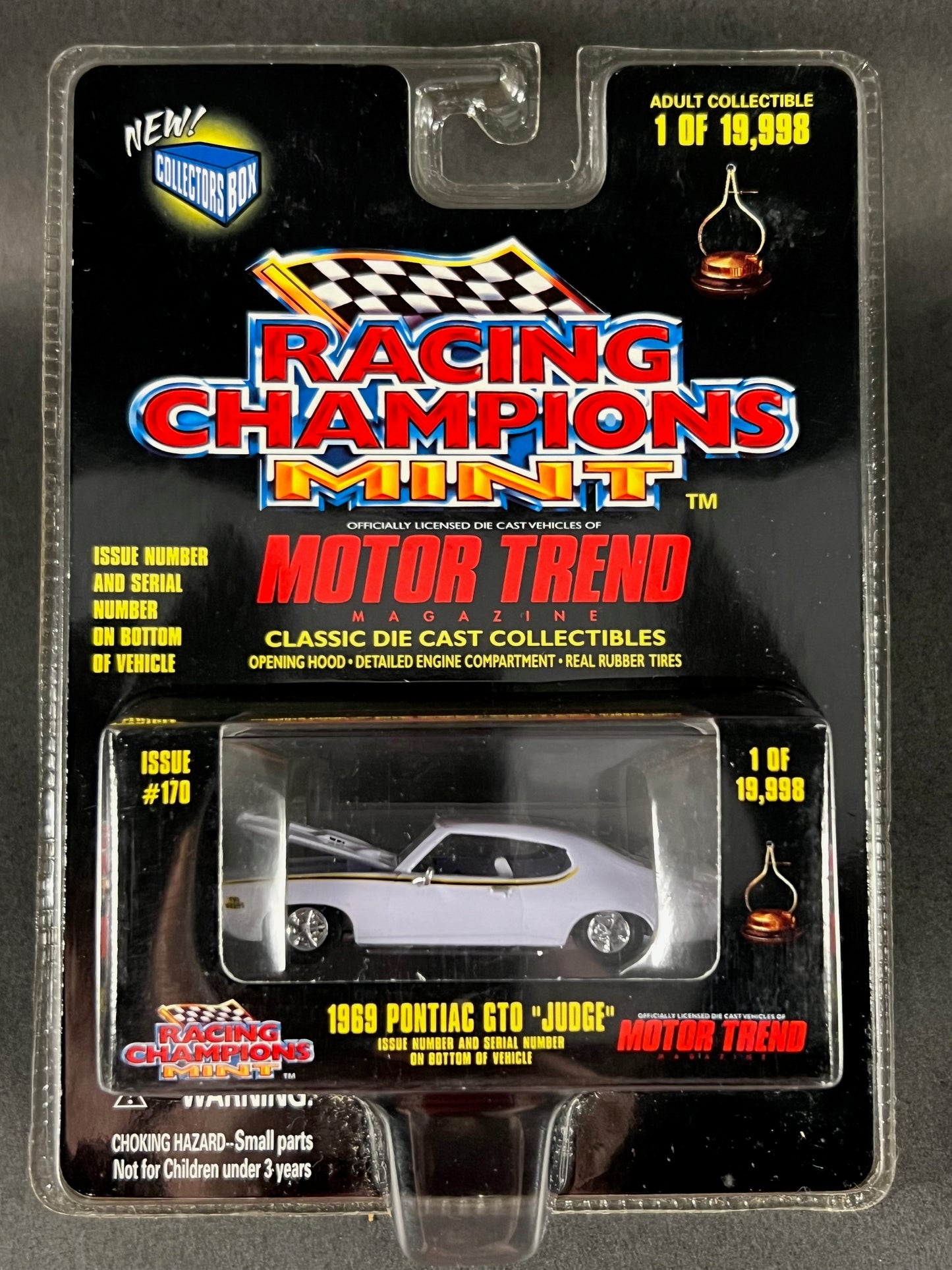 1998 Racing Champions MINT Motor Trend #170 1969 Pontiac GTO 'Judge', White