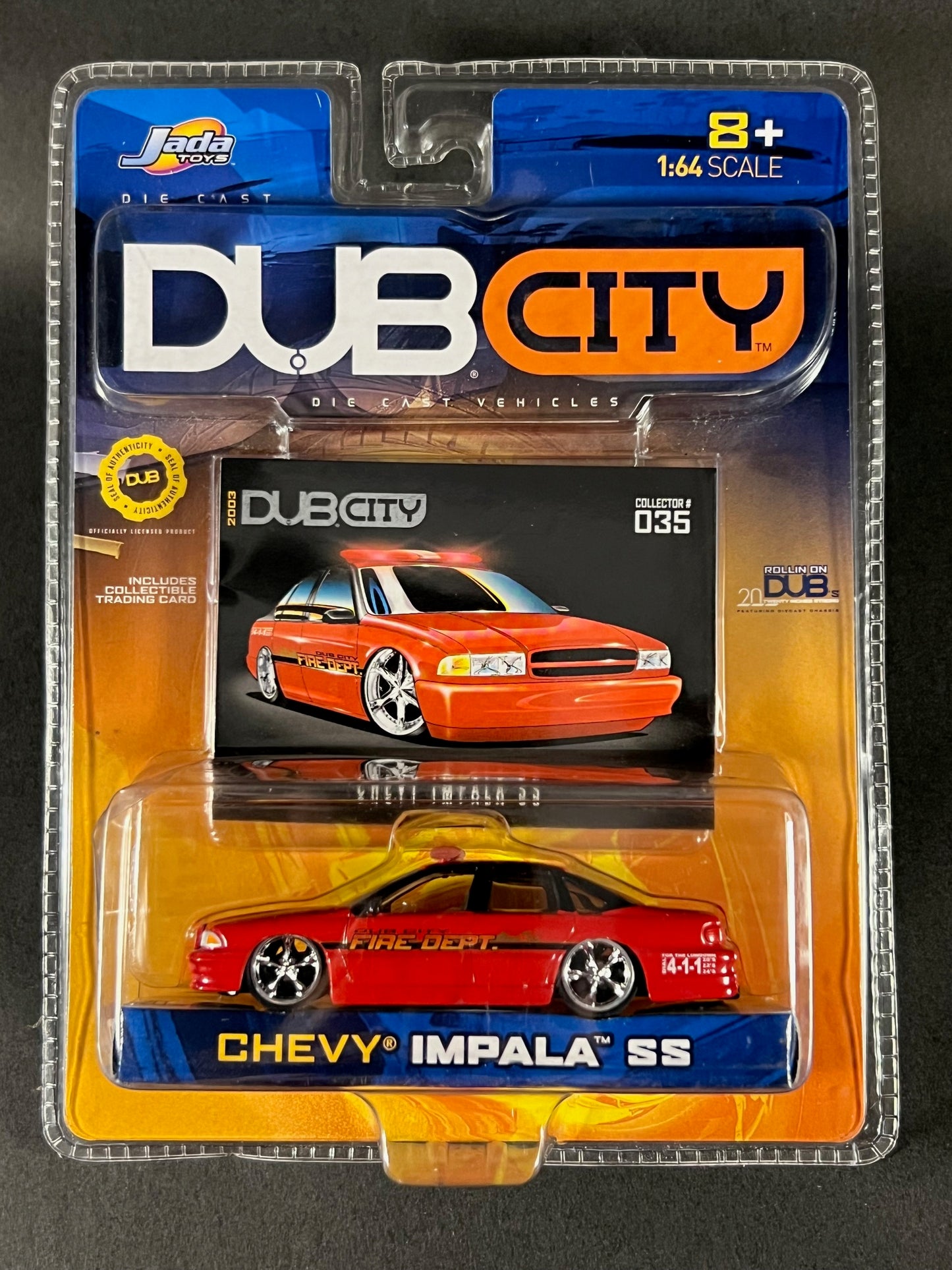 2003 Jada Toys Dub City '96 Chevy Impala SS Fire Dept #35, Red
