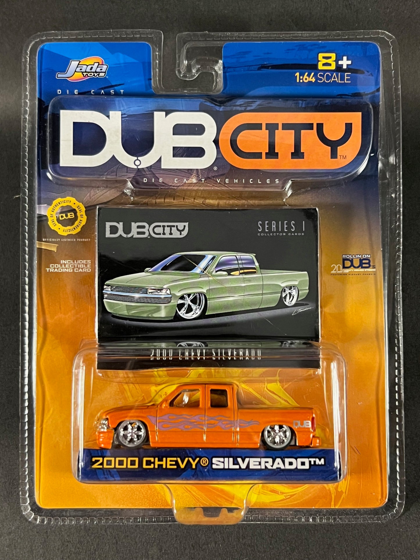 2002 Jada Toys Dub City Series 1 #10 2000 Chevy Silverado, Orange