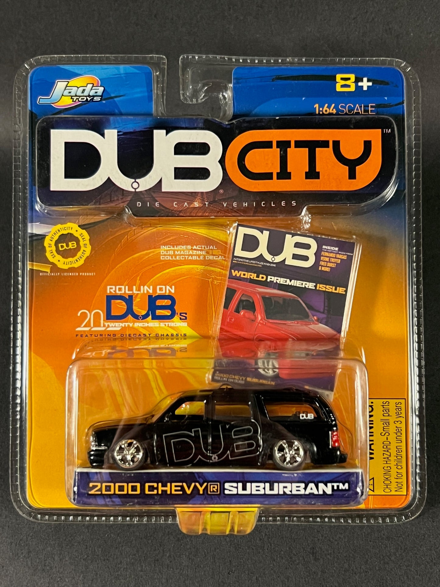 2002 Jada Toys Dub City World Premiere Issue 2000 Chevy Suburban, Black