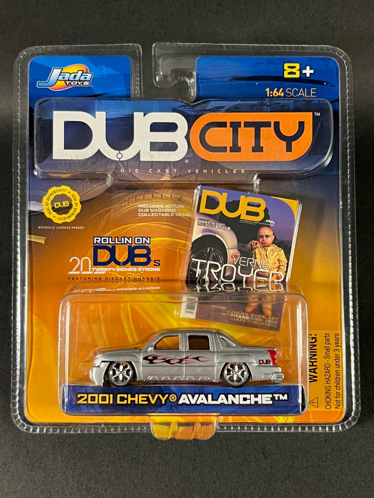2002 Jada Toys Dub City Verne Troyer 2001 Chevy Avalanche, Silver