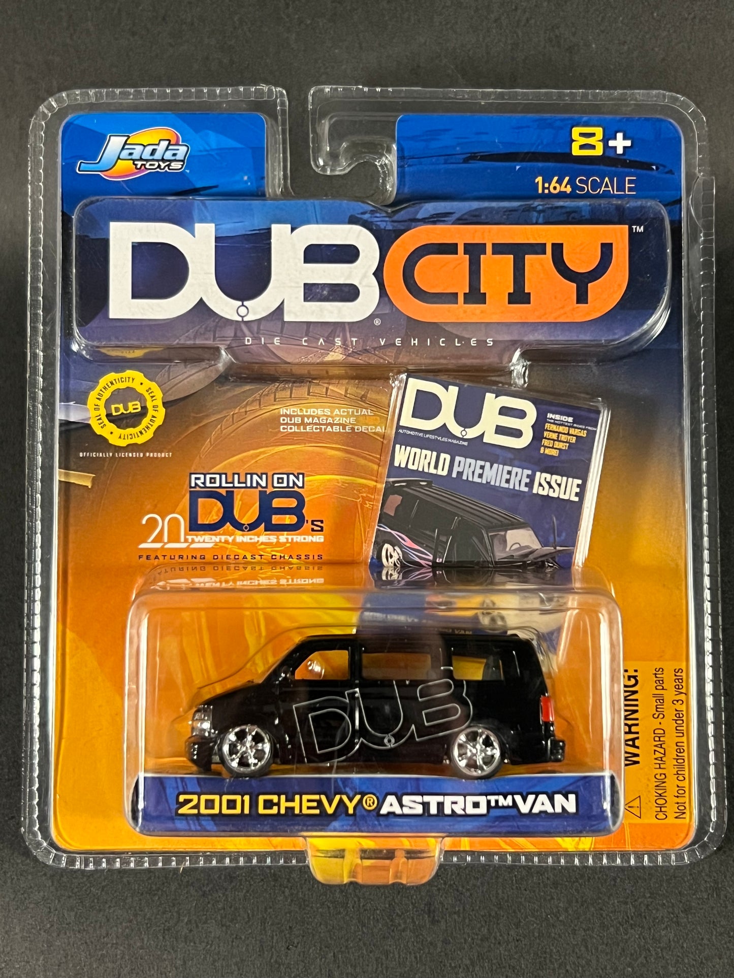 2002 Jada Toys Dub City World Premiere Issue 2001 Chevy Astro Van, Black